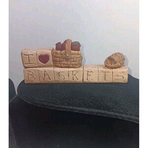 Vintage Suzi Skoglund Apple Blossom Bucket Figurine Resin I Love Baskets